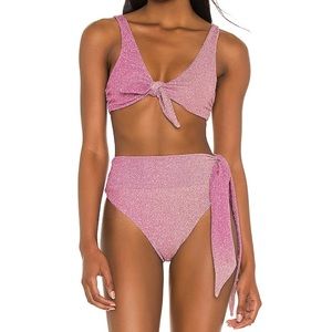 Beach Riot bikini Grace top and Claire bottom pink shine ombre